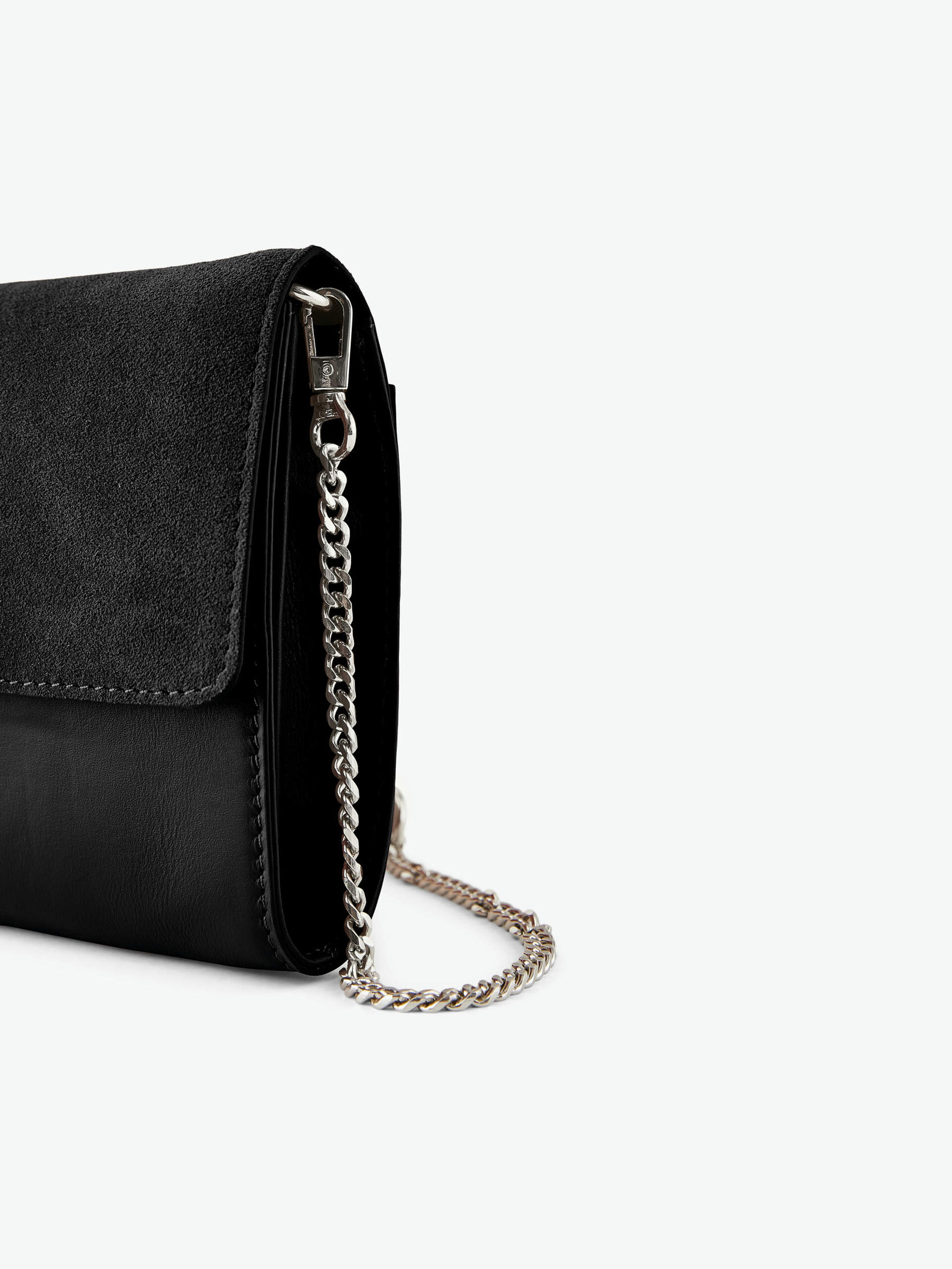 Carousel image - SUEDE FLAP CROSSBODY BAG, Black | 5