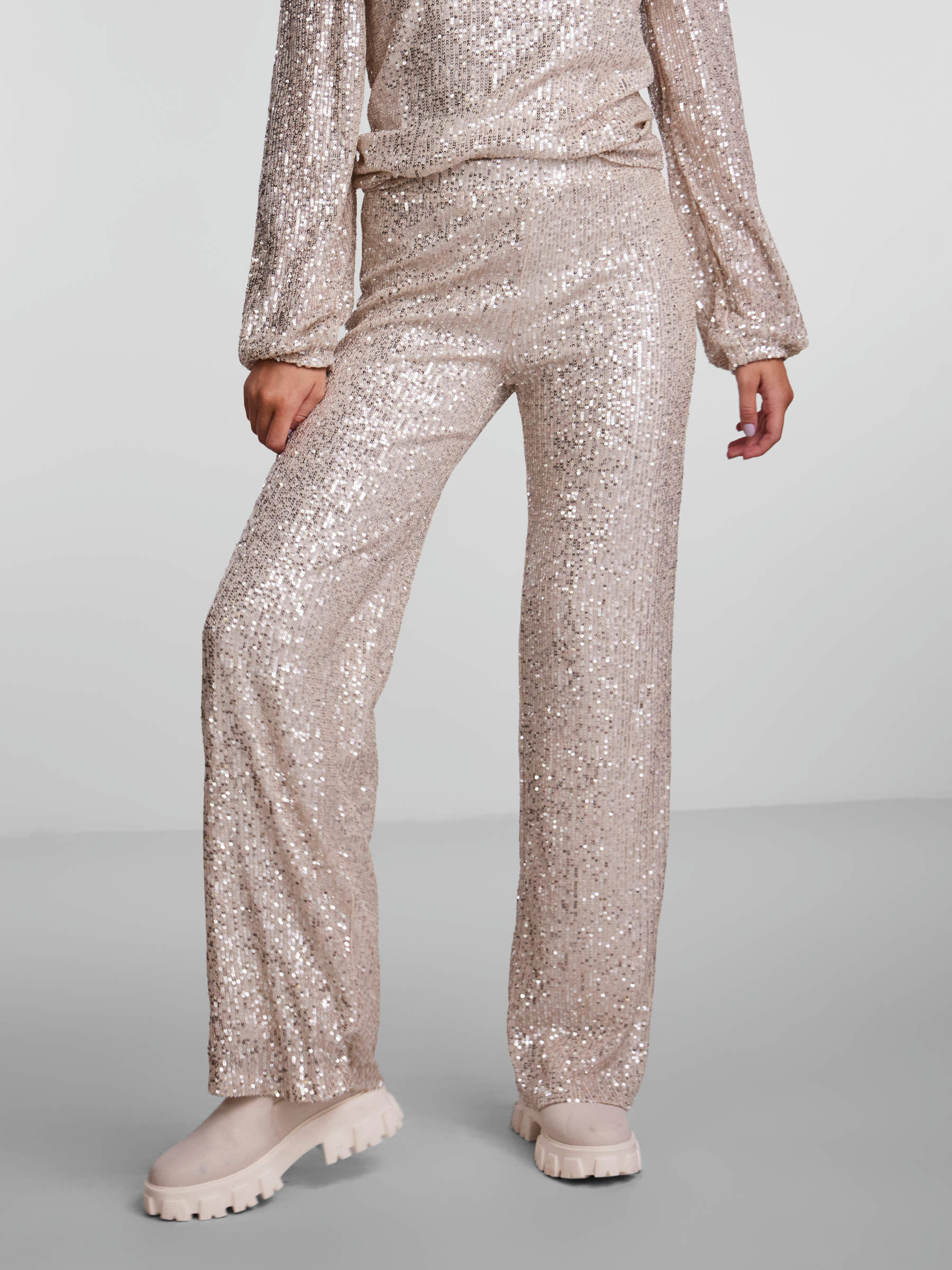 Zara sequin hotsell pants silver