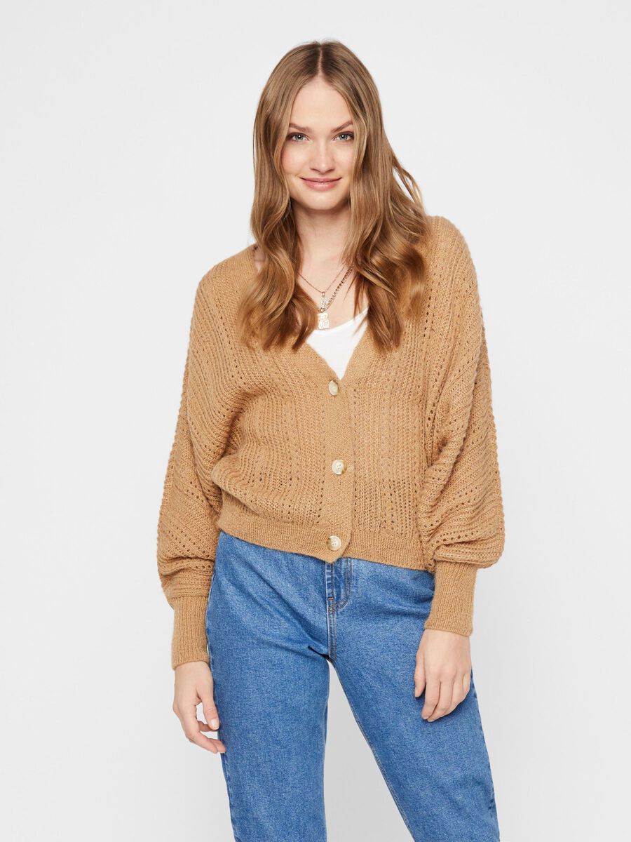 Pieces CROPPED STRIKKET CARDIGAN, Tannin, highres - 17101593_Tannin_003.jpg