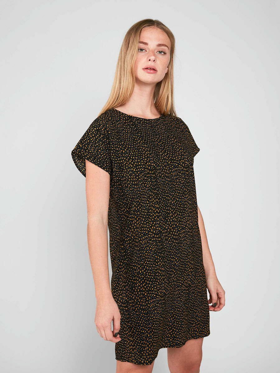 PRINTET KORTÆRMET KJOLE | Pieces®