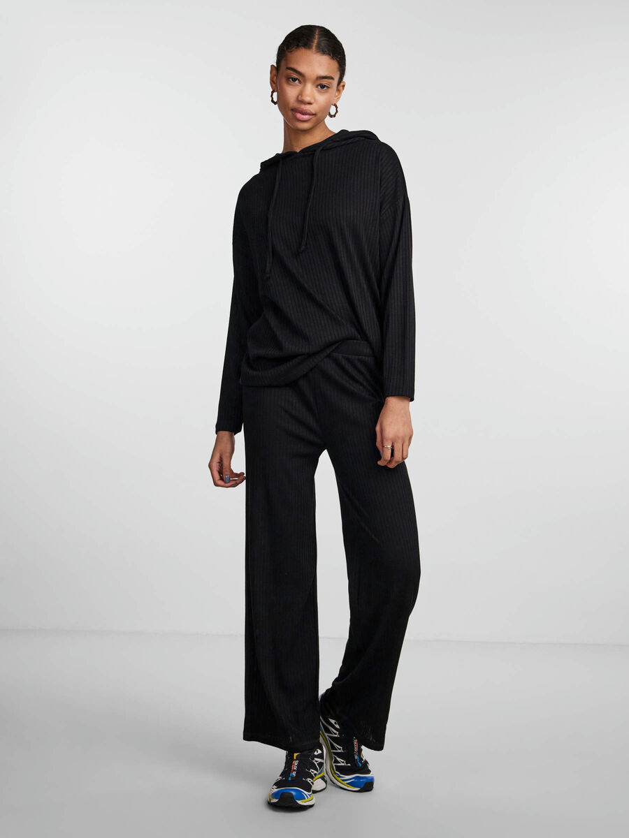 Pieces PCMOLLY WIDE TROUSERS, Black, highres - 17080434_Black_005.jpg
