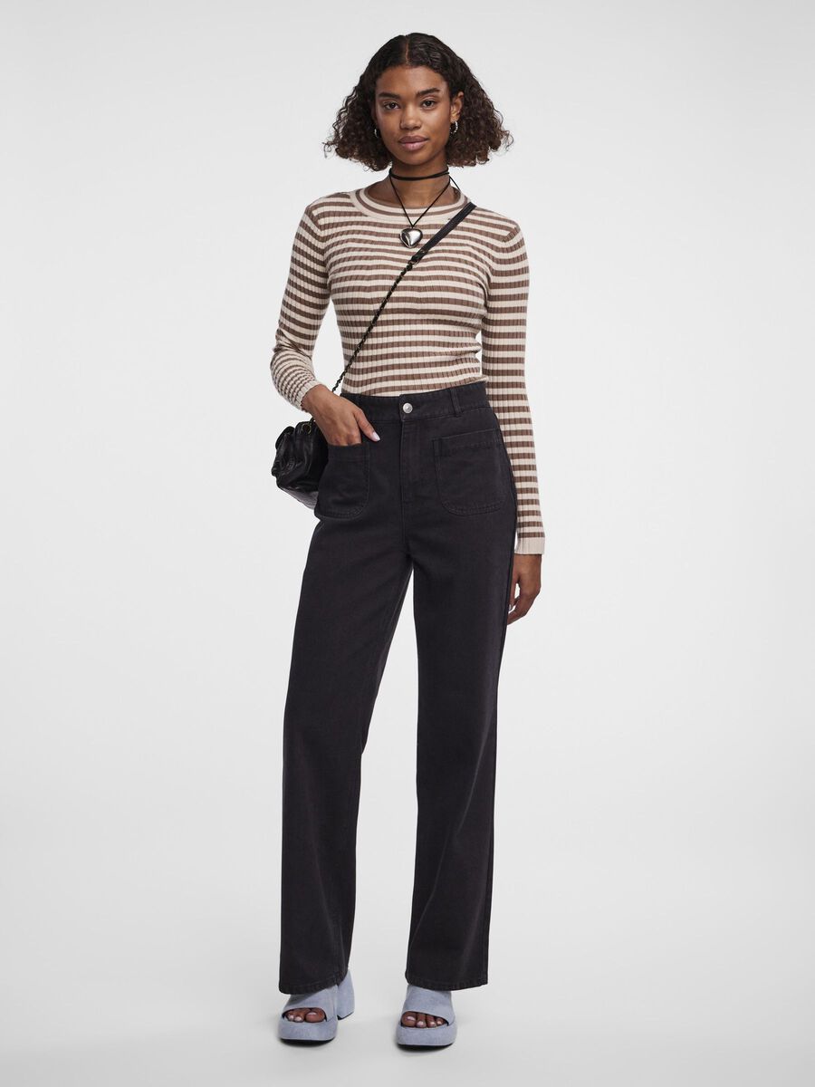 Pieces PCAMA HW JEANS MIT WEITEM BEIN, Black Denim, highres - 17141247_BlackDenim_005.jpg