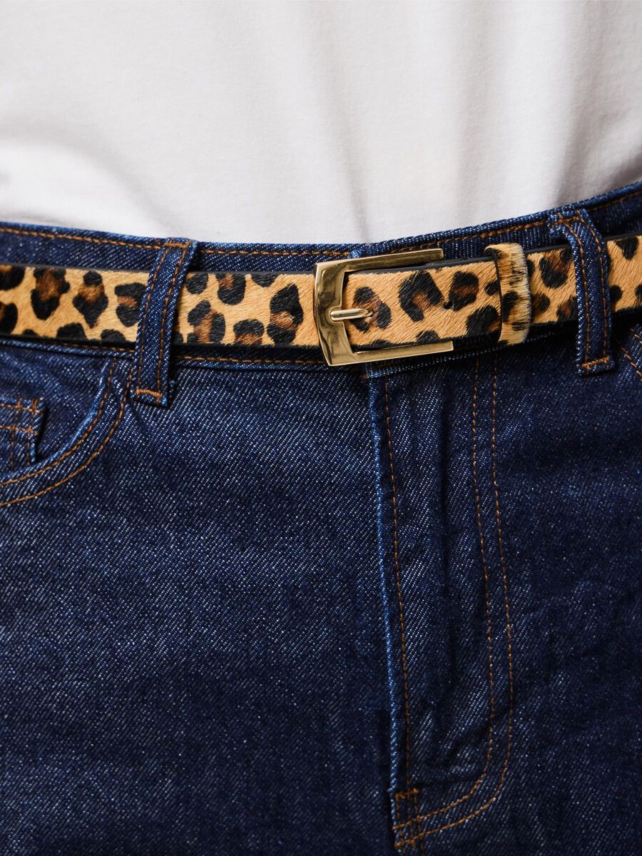 Pieces ANIMAL-PRINT LEATHER BELT, Beige, highres - 17098646_Beige_805686_003.jpg