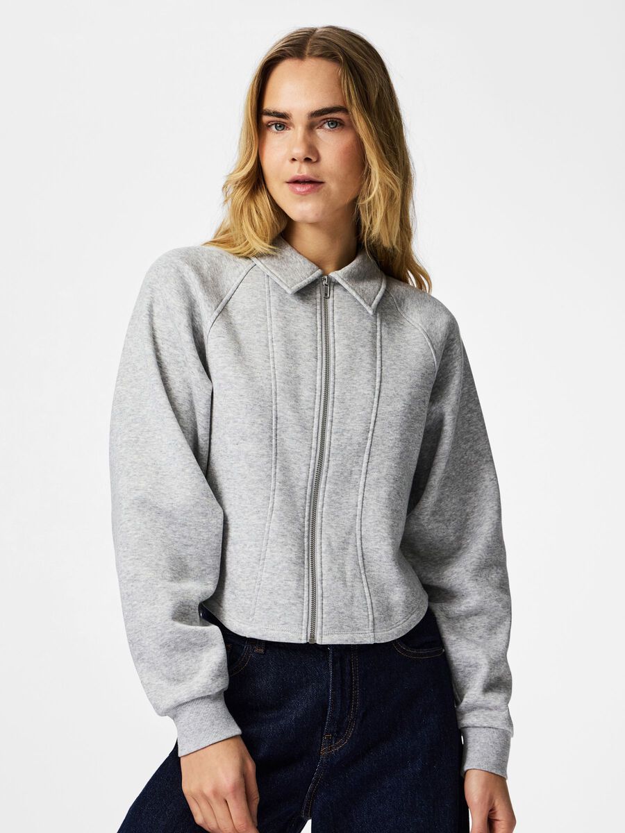 Product carousel image - PCFILUCCA FITTED SWEAT CARDIGAN, Light Grey Melange | 1