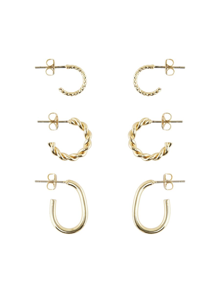 Pieces SET VAN 3 OORBELLEN, Gold Colour, highres - 17115457_GoldColour_001.jpg