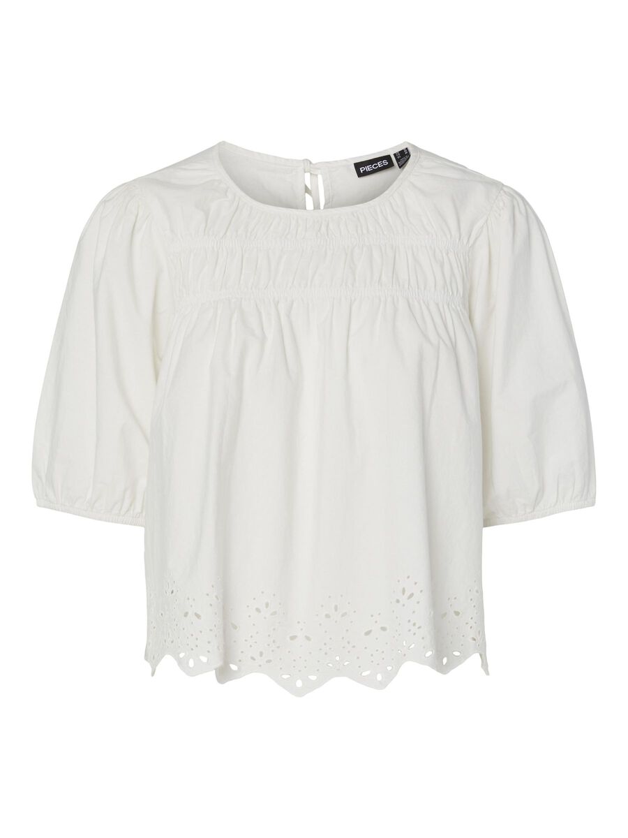 Pieces PCSALMINA 2/4 SHORT SLEEVED TOP, Cloud Dancer, highres - 17154372_CloudDancer_001.jpg