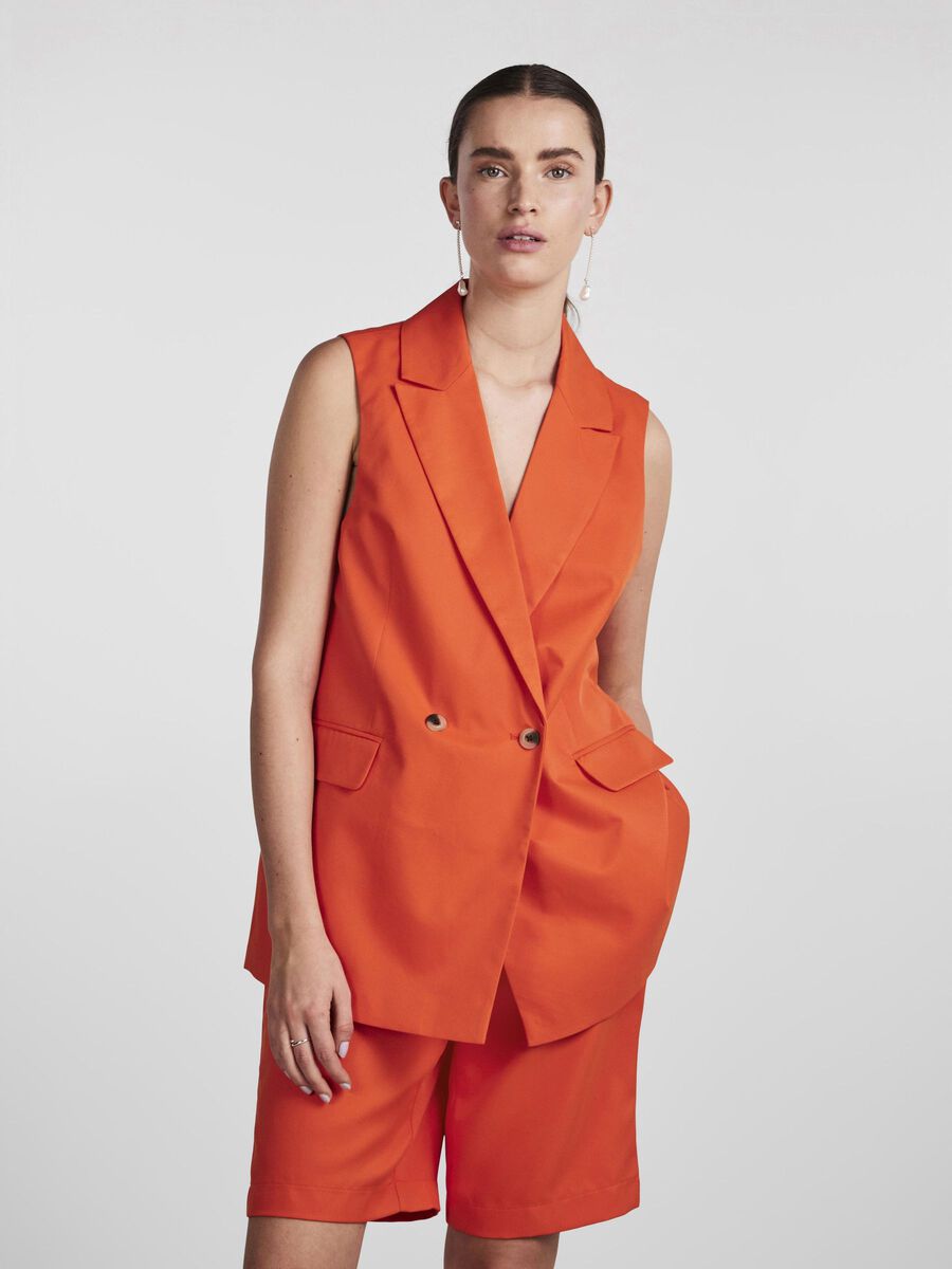 Pieces PCTALLY SLEEVELESS BLAZER, Tangerine Tango, highres - 17133310_TangerineTango_003.jpg