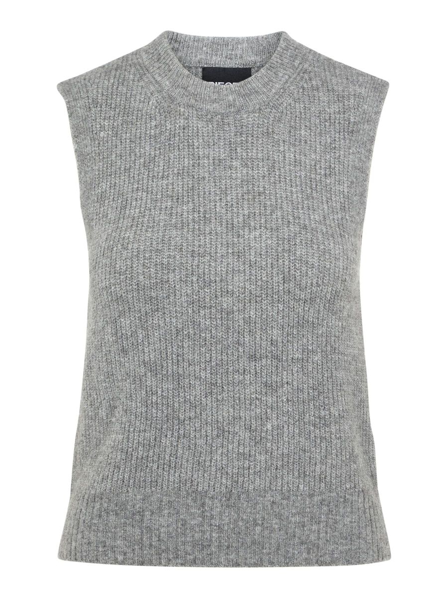 Carousel image - STRIKKET VEST, Medium Grey Melange | 6