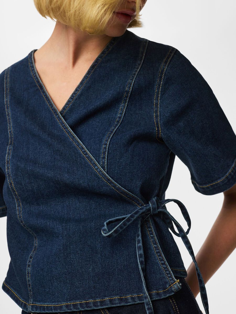 Carousel image - PCFLORA SL&Aring;-OM DENIMSKJORTE, Dark Blue Denim | 4