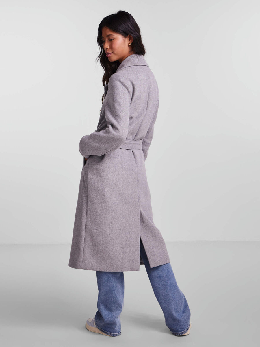 Pieces ABRIGO DE MEZCLA DE LANA, Light Grey Melange, highres - 17127479_LightGreyMelange_004.jpg