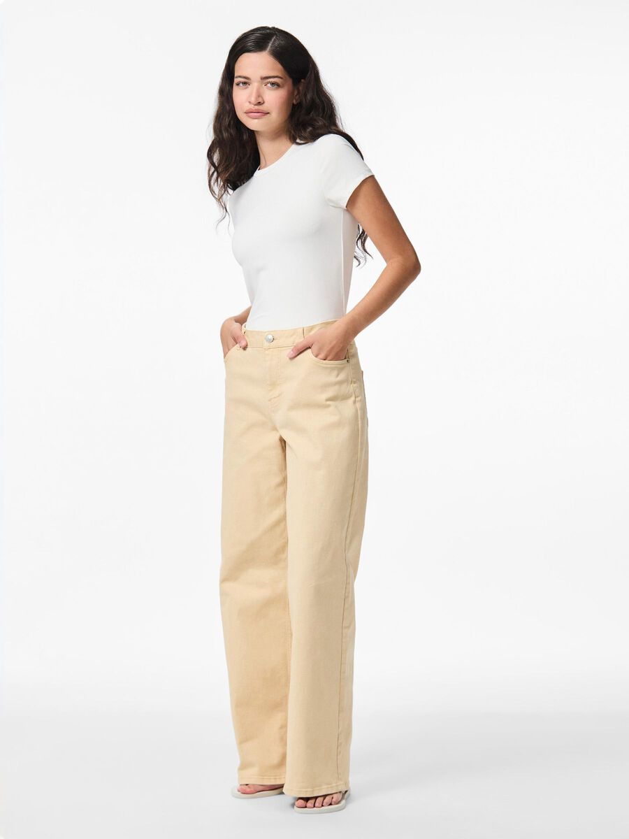 Pieces PCTORA WIDE FIT JEANS, Sandshell, highres - 17157141_Sandshell_005.jpg