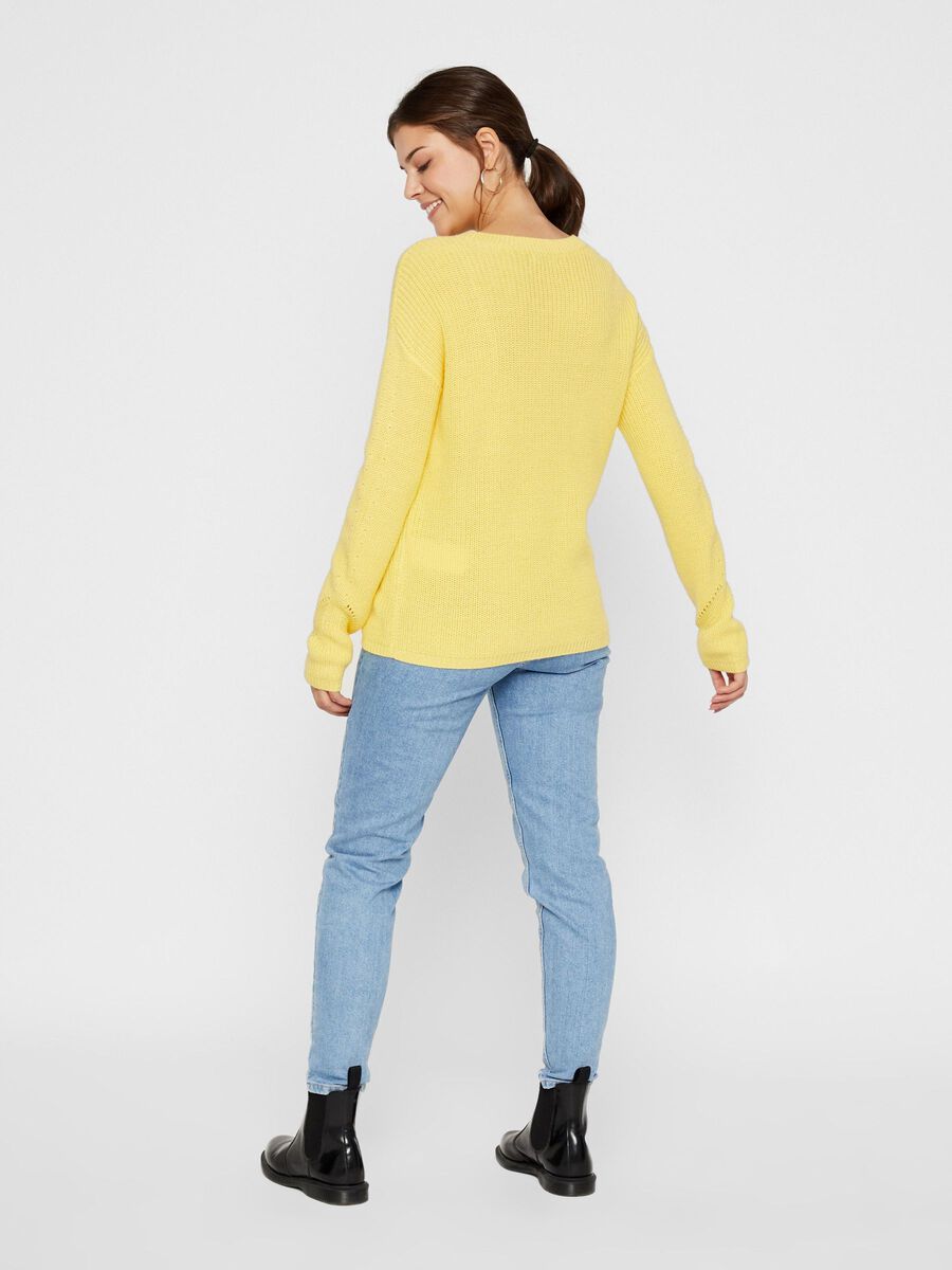 Pieces EYELET KNITTED PULLOVER, Lemon Drop, highres - 17100760_LemonDrop_004.jpg