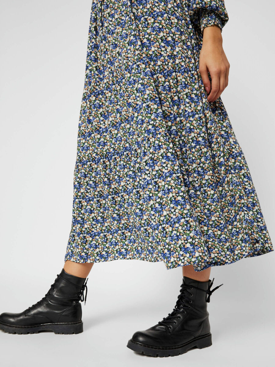 Carousel image - FLORAL-PRINT TIERED MIDI DRESS, Night Sky | 5