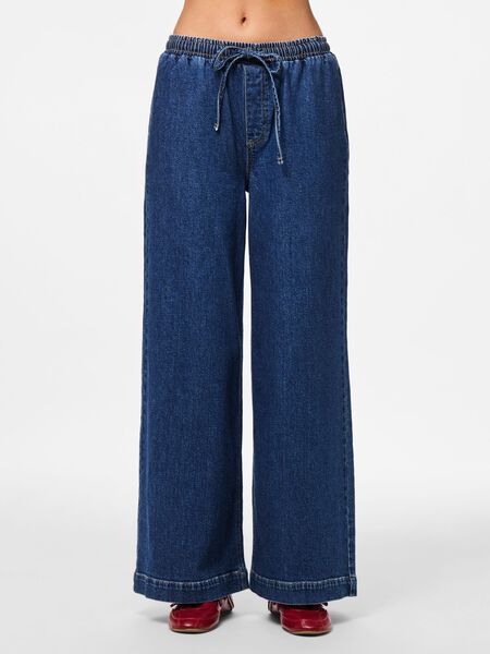 Pieces PCSILKE MW PULL UP WIDE FIT JEANS, Medium Blue Denim, highres - 17164734_MediumBlueDenim_003.jpg