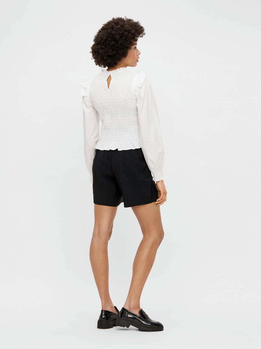 Pieces SMOCK BLOUSE À MANCHES LONGUES, Bright White, highres - 17117107_BrightWhite_004.jpg