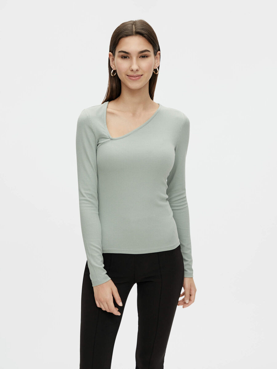 Pieces PCKANE LONG SLEEVED TOP, Slate Gray, highres - 17120148_SlateGray_904122_003.jpg