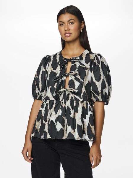 Pieces PCJADE LEOPARD SHORT SLEEVED TOP, Black, highres - 17155366_Black_1161464_003.jpg