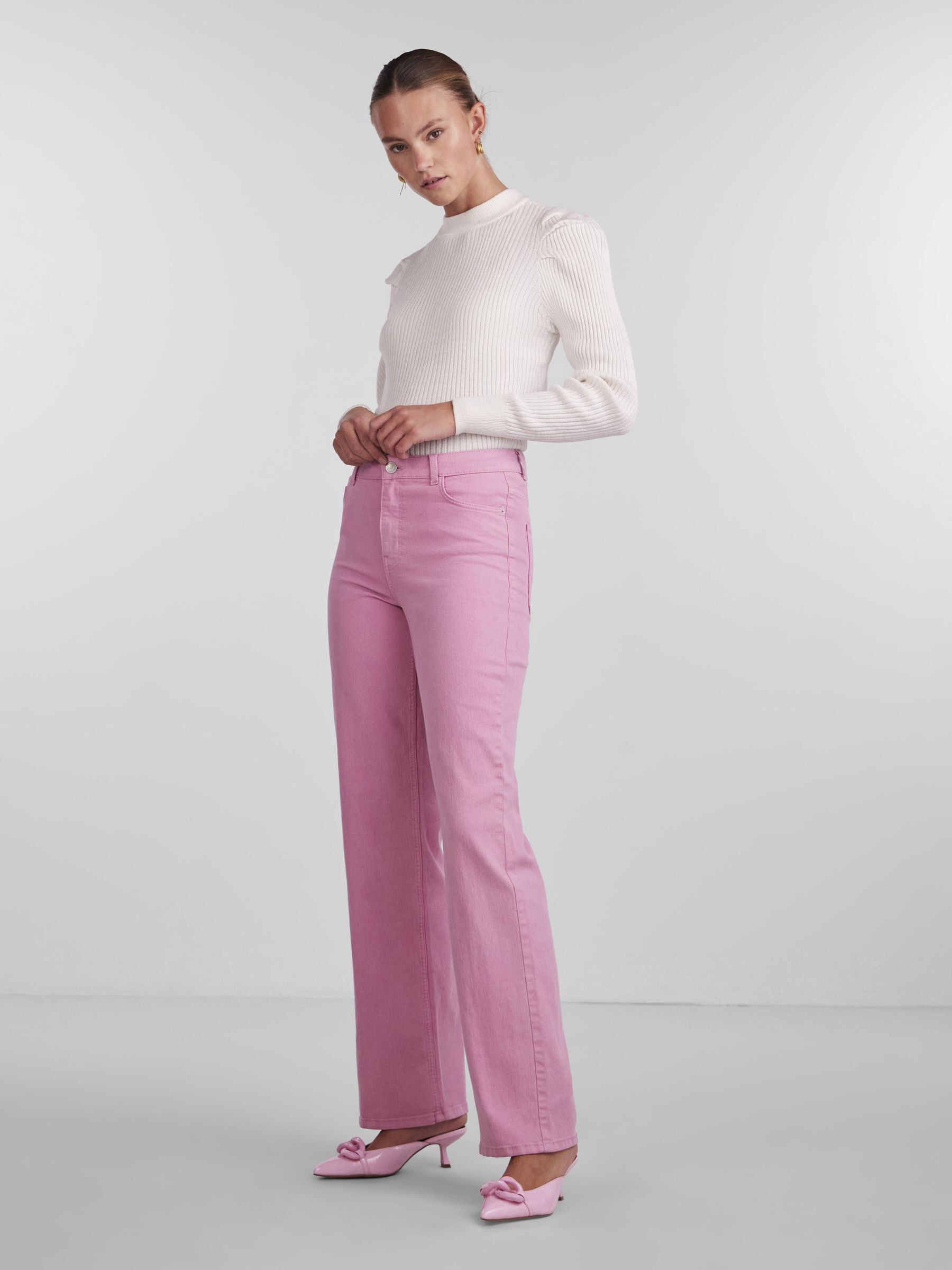 イマン　パンジーピンク PCPEGGY HW WIDE LEG JEANS | Purple | PIECES® Italy