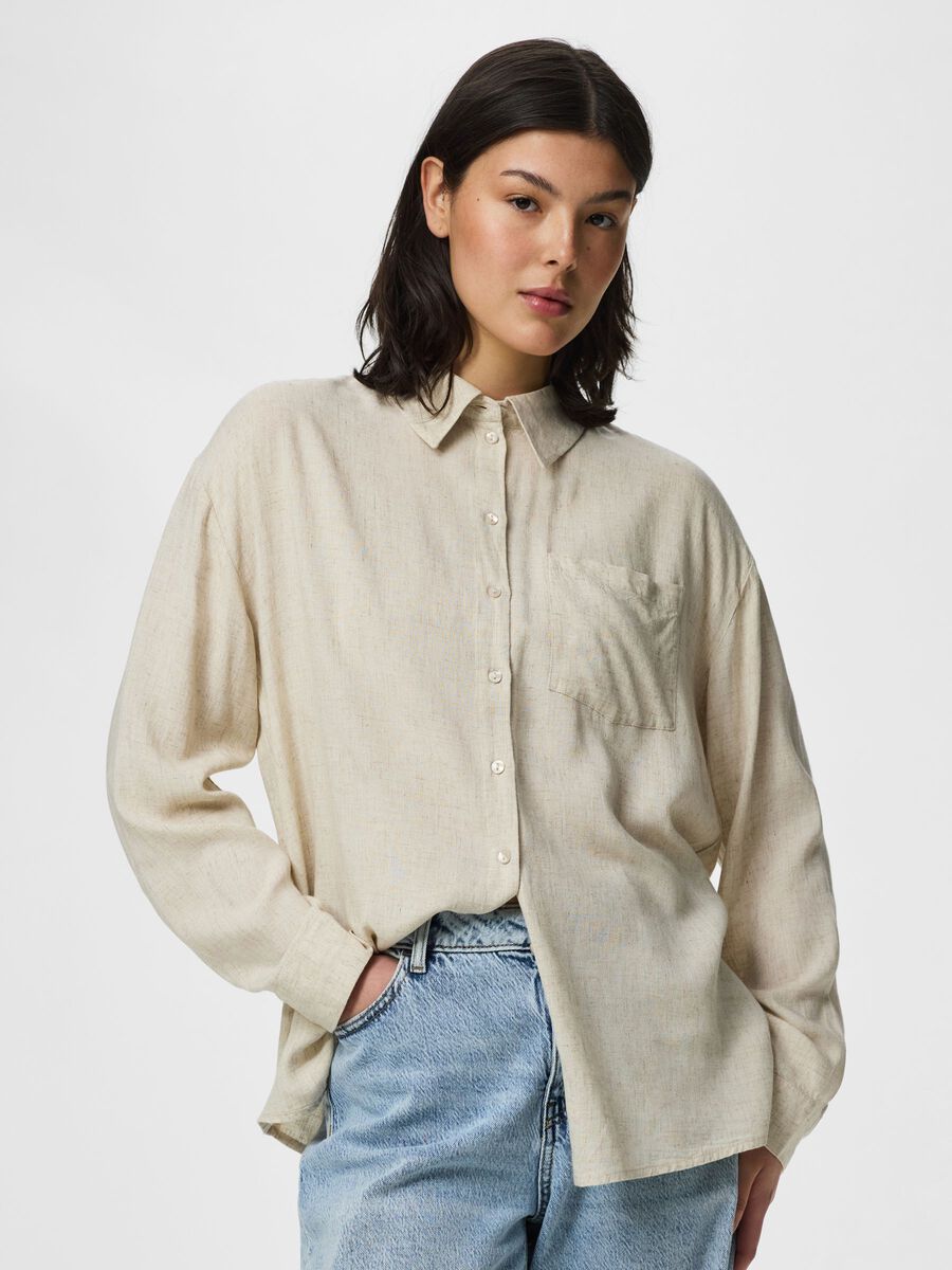 Carousel image - PCPIA LINEN BLEND SHIRT, Birch | 6