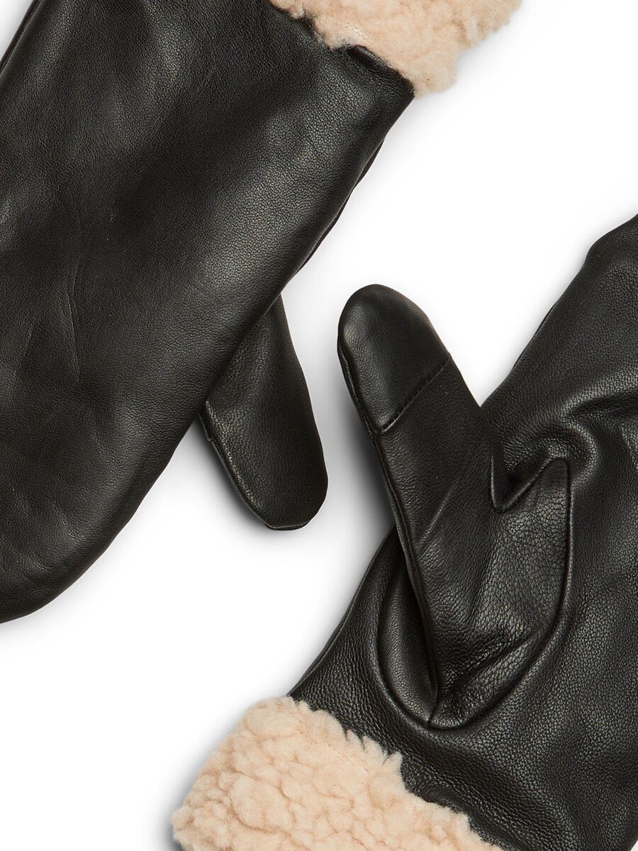 Pieces PCJAY LEATHER MITTENS, Black, highres - 17142511_Black_002.jpg