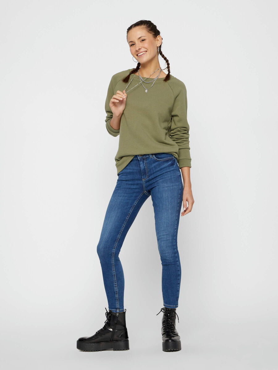 Pieces PCDELLY MW SKINNY FIT JEANS, Medium Blue Denim, highres - 17097302_MediumBlueDenim_005.jpg