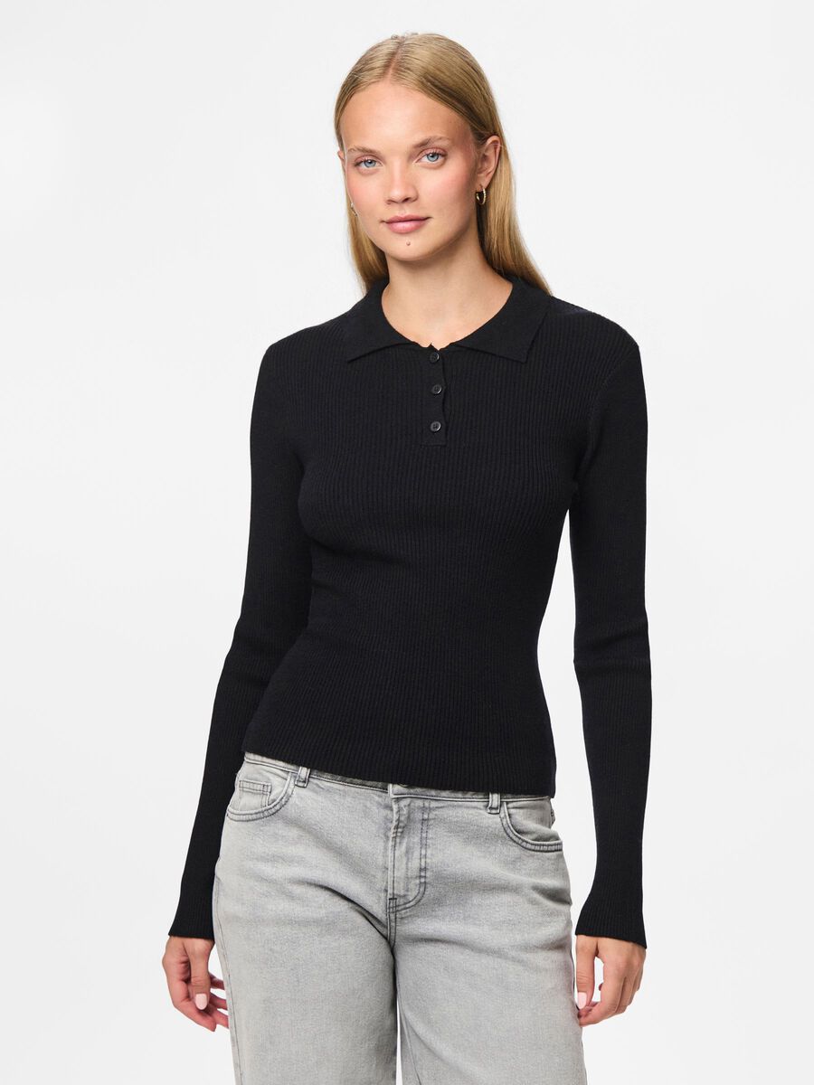 Carousel image - PCMIRA KNITTED POLO SHIRT, Black | 1
