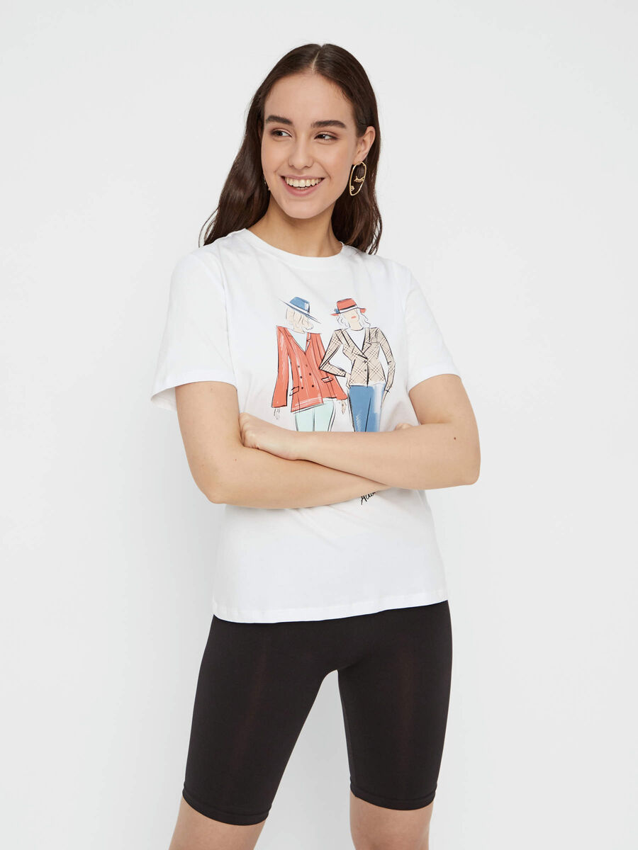 Pieces PRINTED T-SHIRT, Bright White, highres - 17097621_BrightWhite_700191_003.jpg