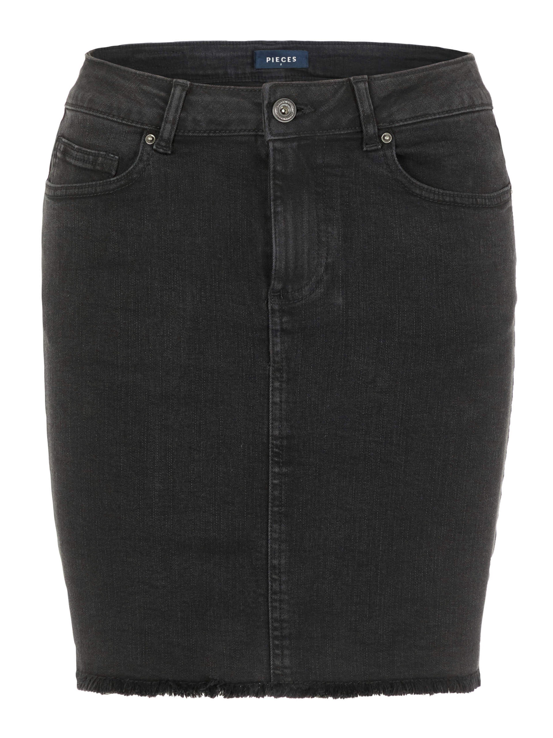 Carousel image - FRAYED HEM DENIM MINI SKIRT, Black Denim | 5