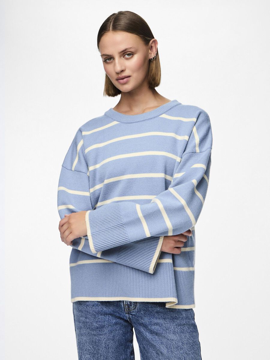 Pieces PCMATHILDE STICKAD TRÖJA, Faded Denim, highres - 17150957_FadedDenim_1123944_003.jpg