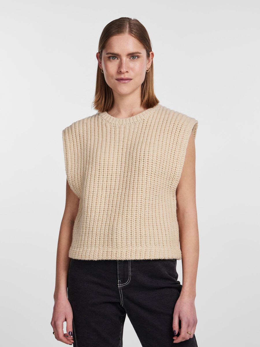 PCSADIE KNITTED VEST | Beige | PIECES® France