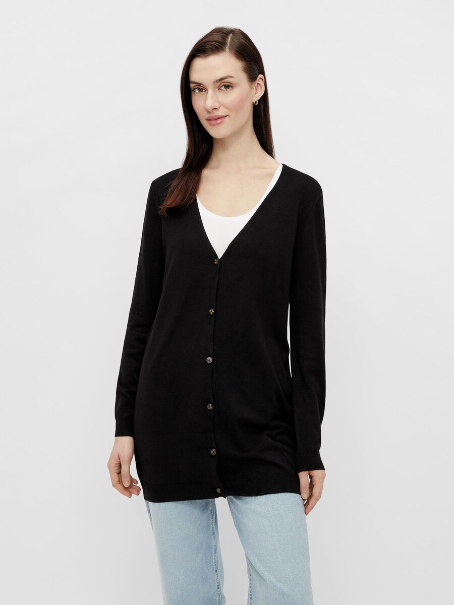 Pieces LONGUE CARDIGAN EN MAILLE, Black, highres - 17106005_Black_003.jpg