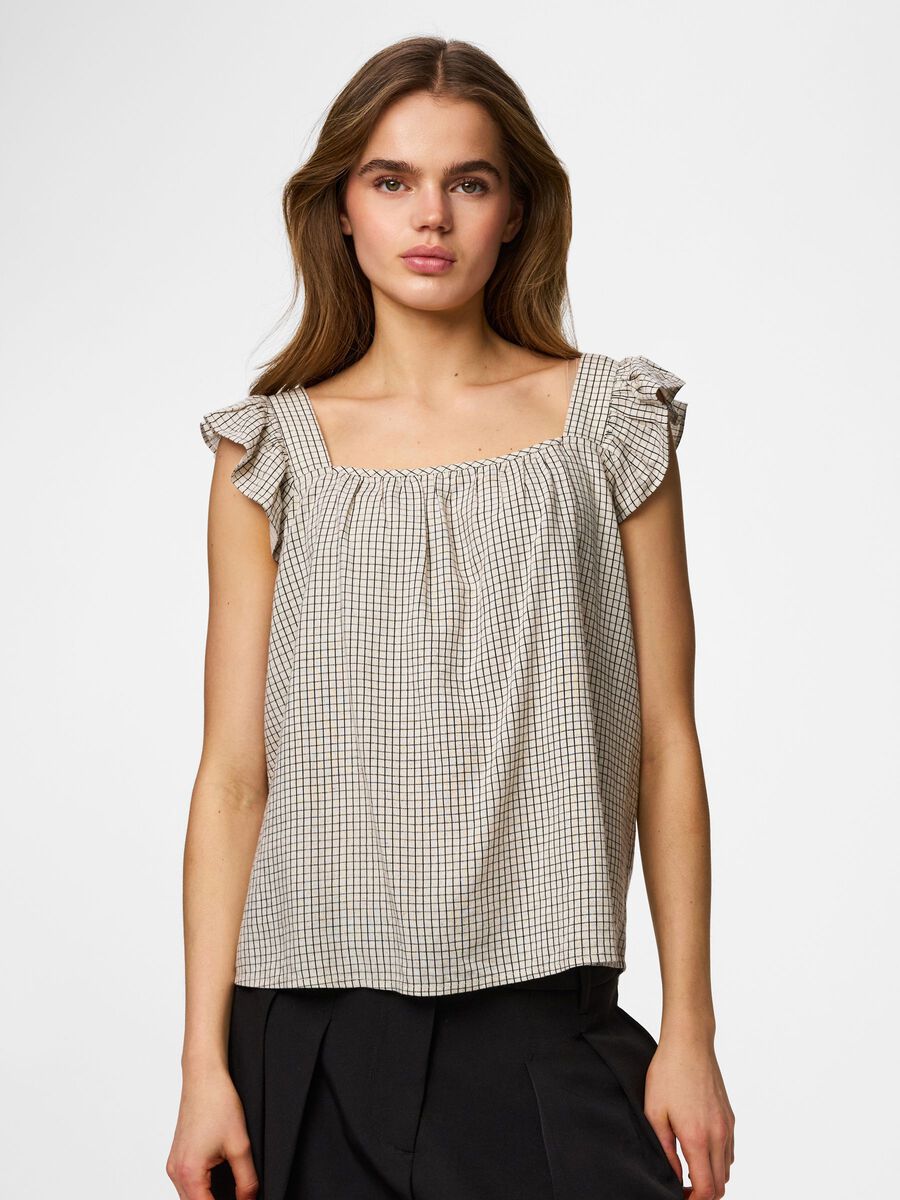 Product carousel image - PCPIA LINEN BLEND SLEEVELESS TOP, Birch | 1