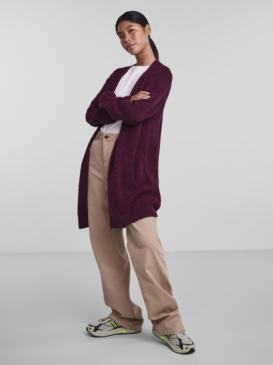 Pieces LONGLINE CARDIGAN, Grape Wine, highres - 17098266_GrapeWine_003.jpg