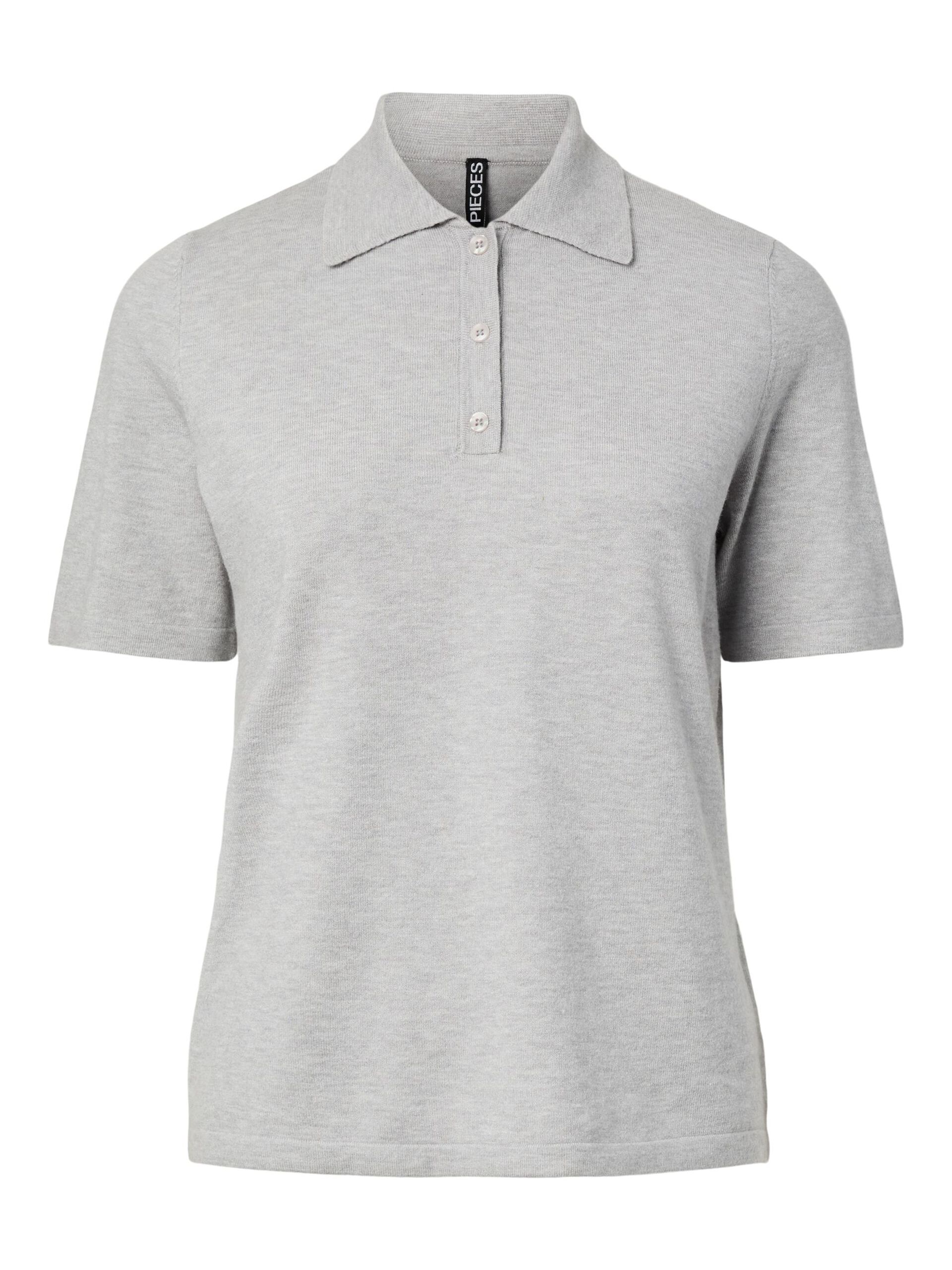 Carousel image - PCORINA KNITTED POLO SHIRT, Light Grey Melange | 5