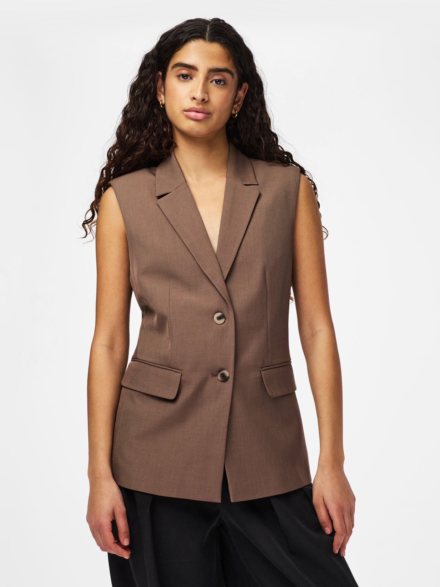 PCBLOSSOM WAISTCOAT | Brown | PIECES® France