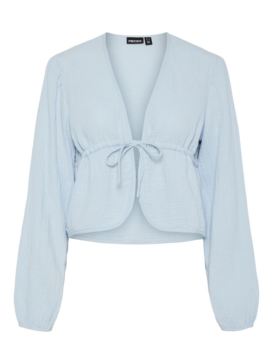 Pieces PCSASTINA MUSSELIN OBERTEIL MIT LANGEN ÄRMELN, Cashmere Blue, highres - 17156480_CashmereBlue_001.jpg
