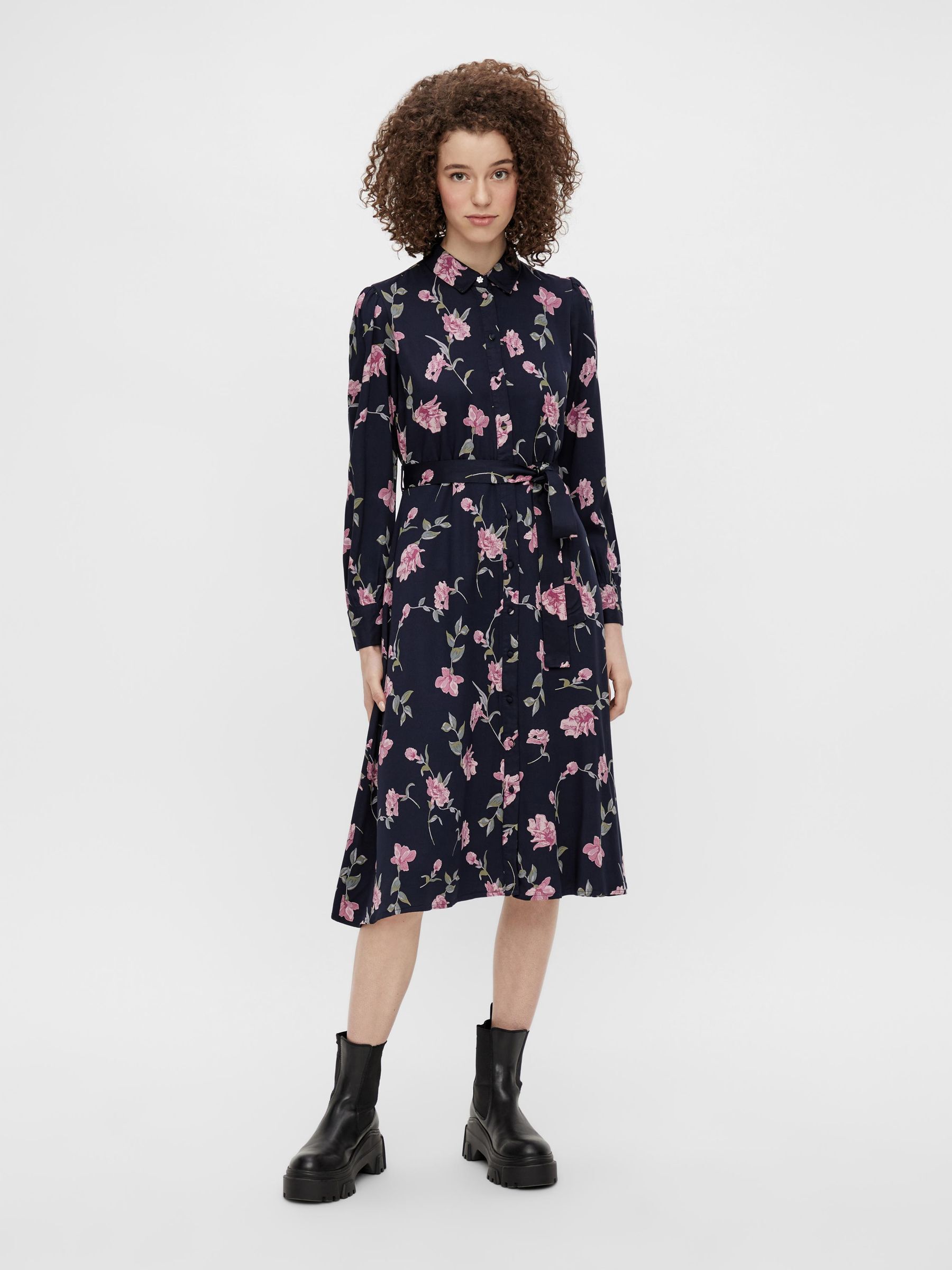 BLOEMEN MIDI JURK Blau PIECES Belgie