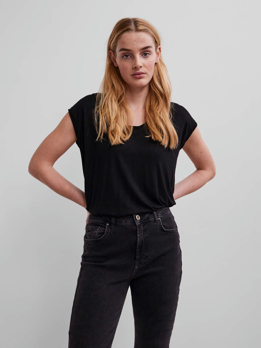 Pieces BASIC T-SHIRT, Black, highres - 17078732_Black_003.jpg