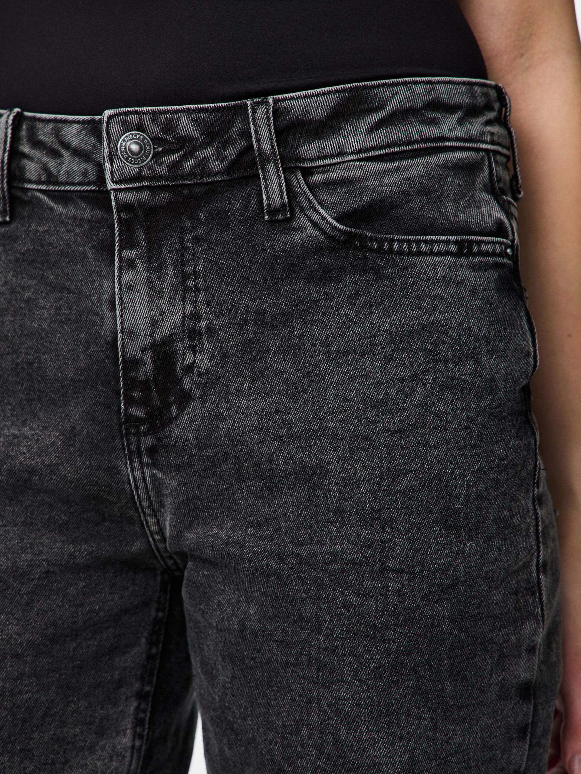 Carousel image - PCKELLY MW STRAIGHT FIT JEANS, Dark Grey Denim | 4