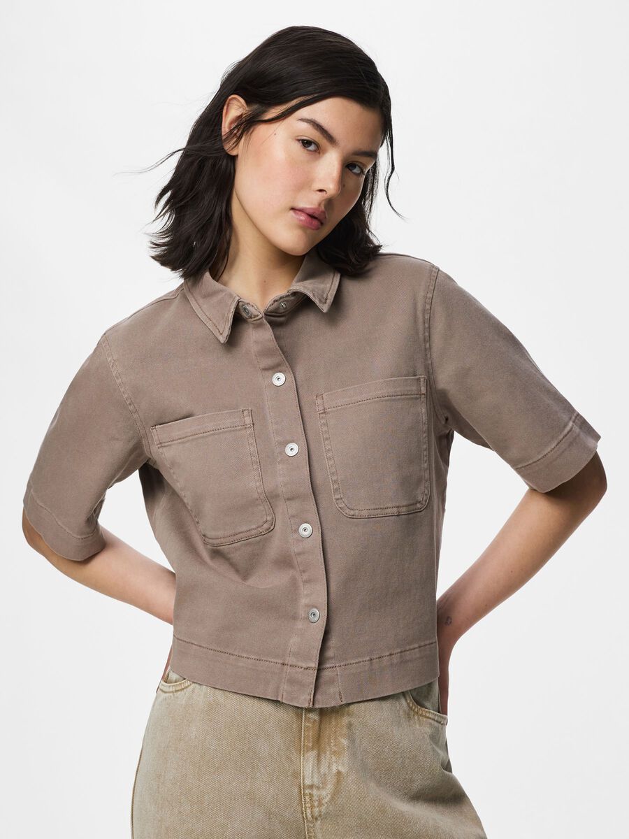 Product carousel image - PCSALUME  SHORT SLEEVED SHIRT, Taupe Gray | 1