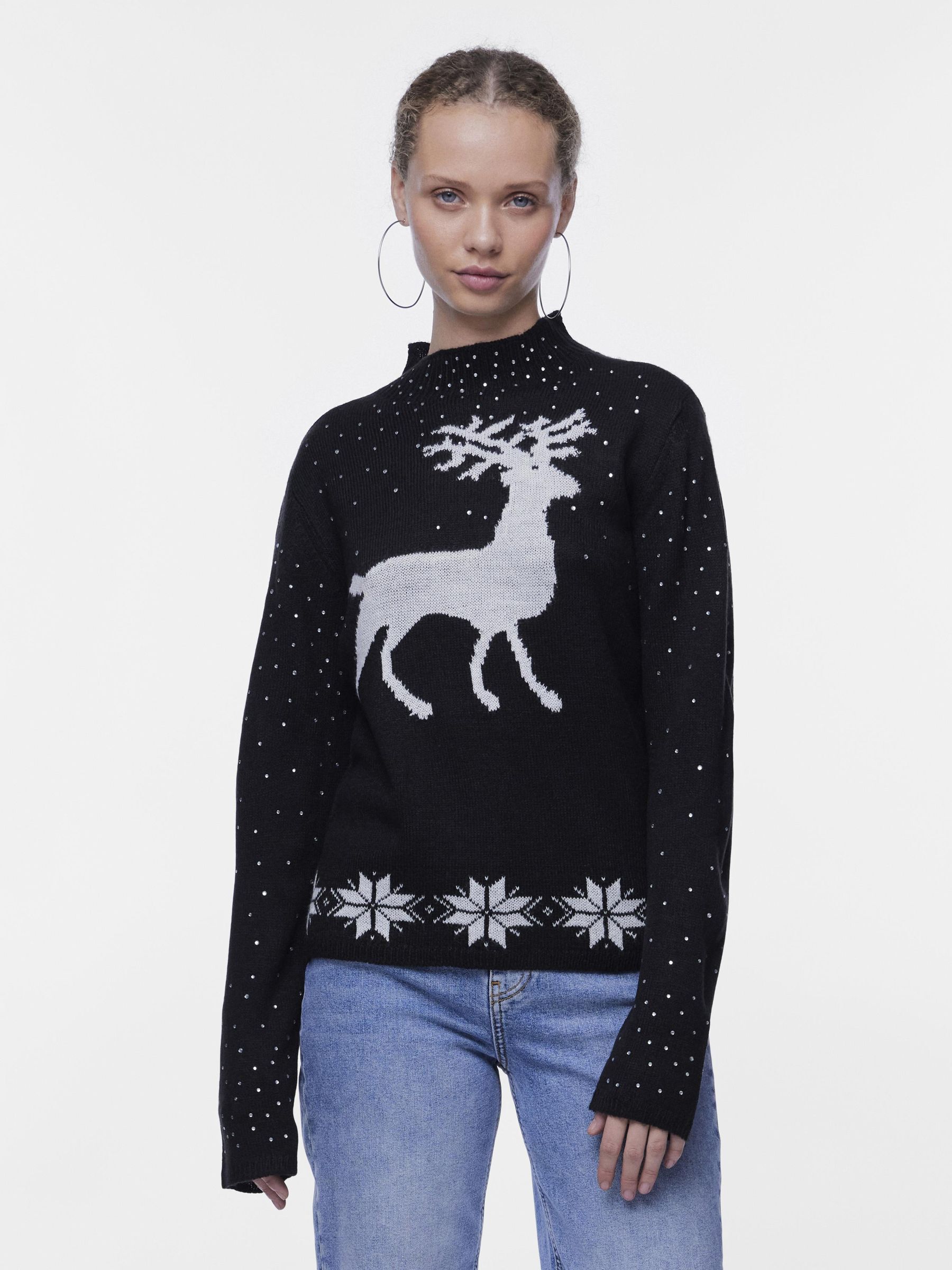 PCFIRA CHRISTMAS JUMPER Black PIECES UK