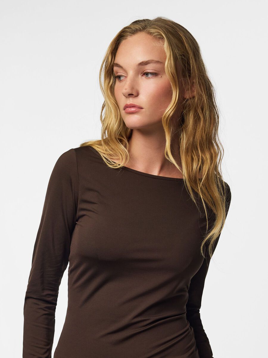 Carousel image 6 PCMELLY BOATNECK TOP, Hot Fudge