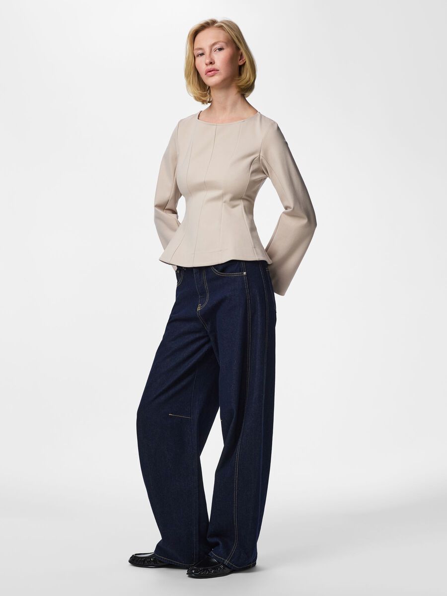 Carousel image - PCGUNHILD - COL BATEAU BLOUSE, Silver Gray | 3