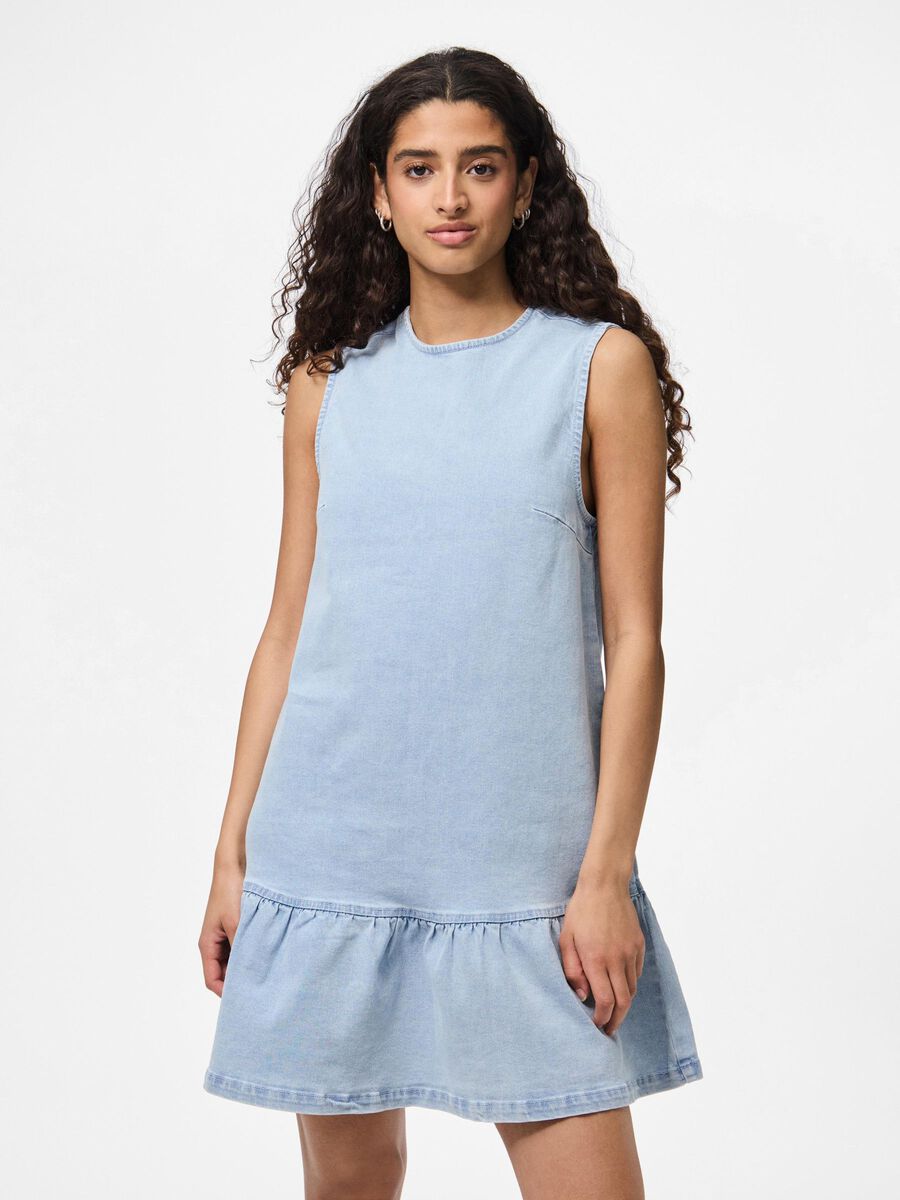 Pieces PCMONICA DENIM MIDIKLÄNNING, Light Blue Denim, highres - 17163967_LightBlueDenim_003.jpg