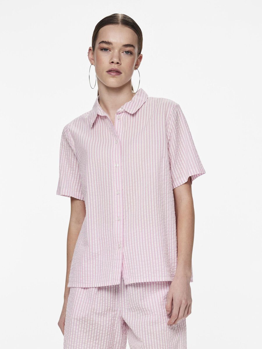 Pieces PCSALLY SEERSUCKER SHORT SLEEVED SHIRT, Pastel Lavender, highres - 17146892_PastelLavender_1109763_003.jpg