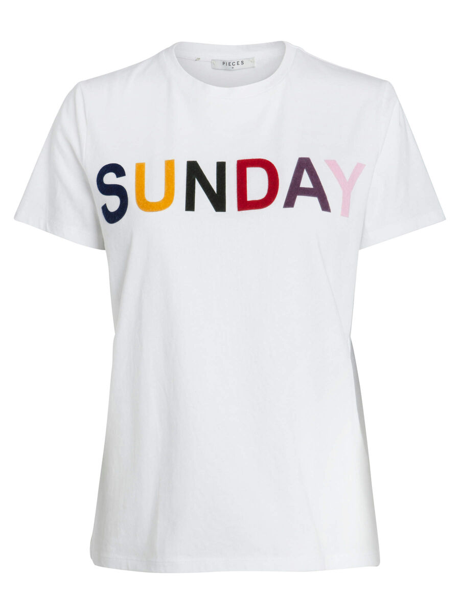 Pieces SUNDAY T-SHIRT, Bright White, highres - 17092376_BrightWhite_001.jpg