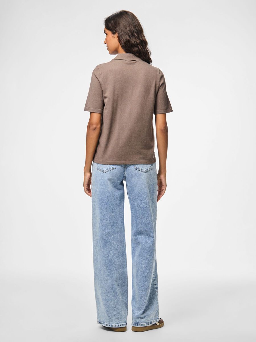 Product carousel image - PCORINA KNITTED POLO SHIRT, Morel | 2