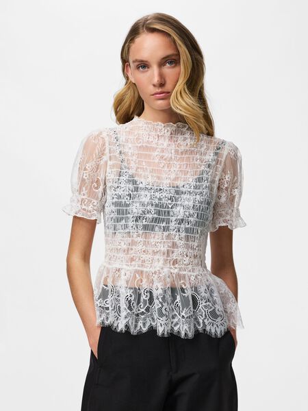 Pieces PCJILLY LACE SHORT SLEEVED TOP, Bright White, highres - 17170415_BrightWhite_003.jpg
