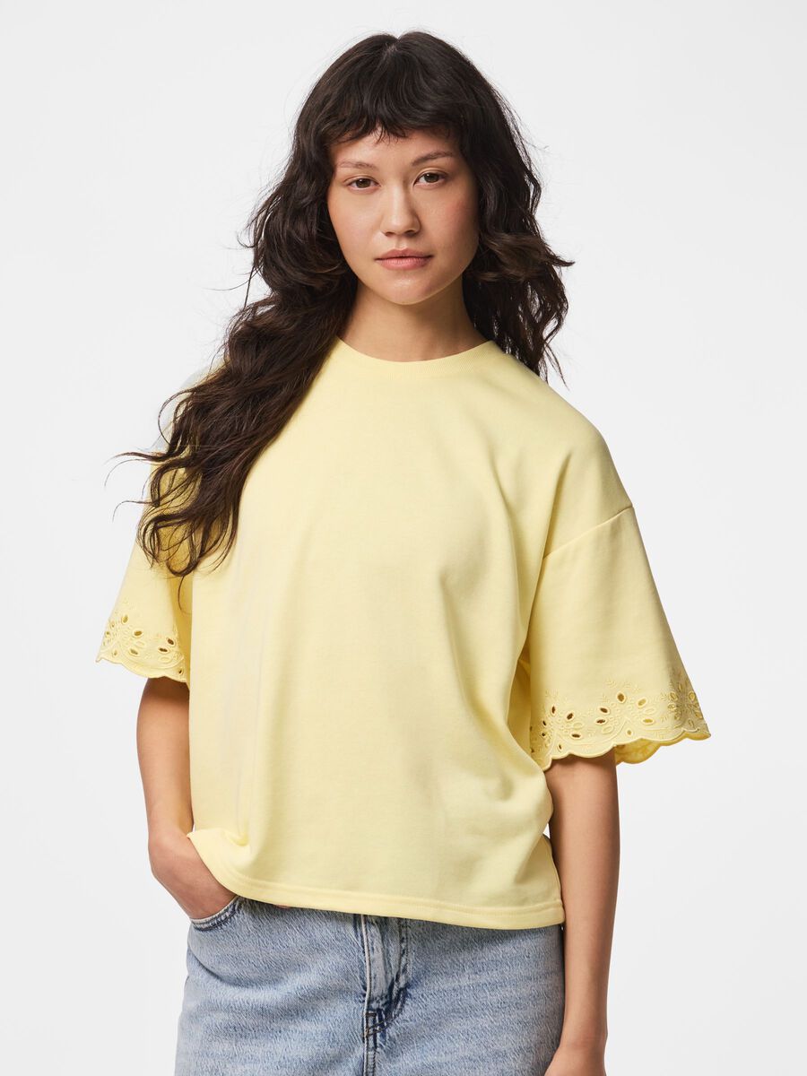 Product carousel image 1 PCCHILLI SOMMAR BRODERI T-SHIRT, French Vanilla