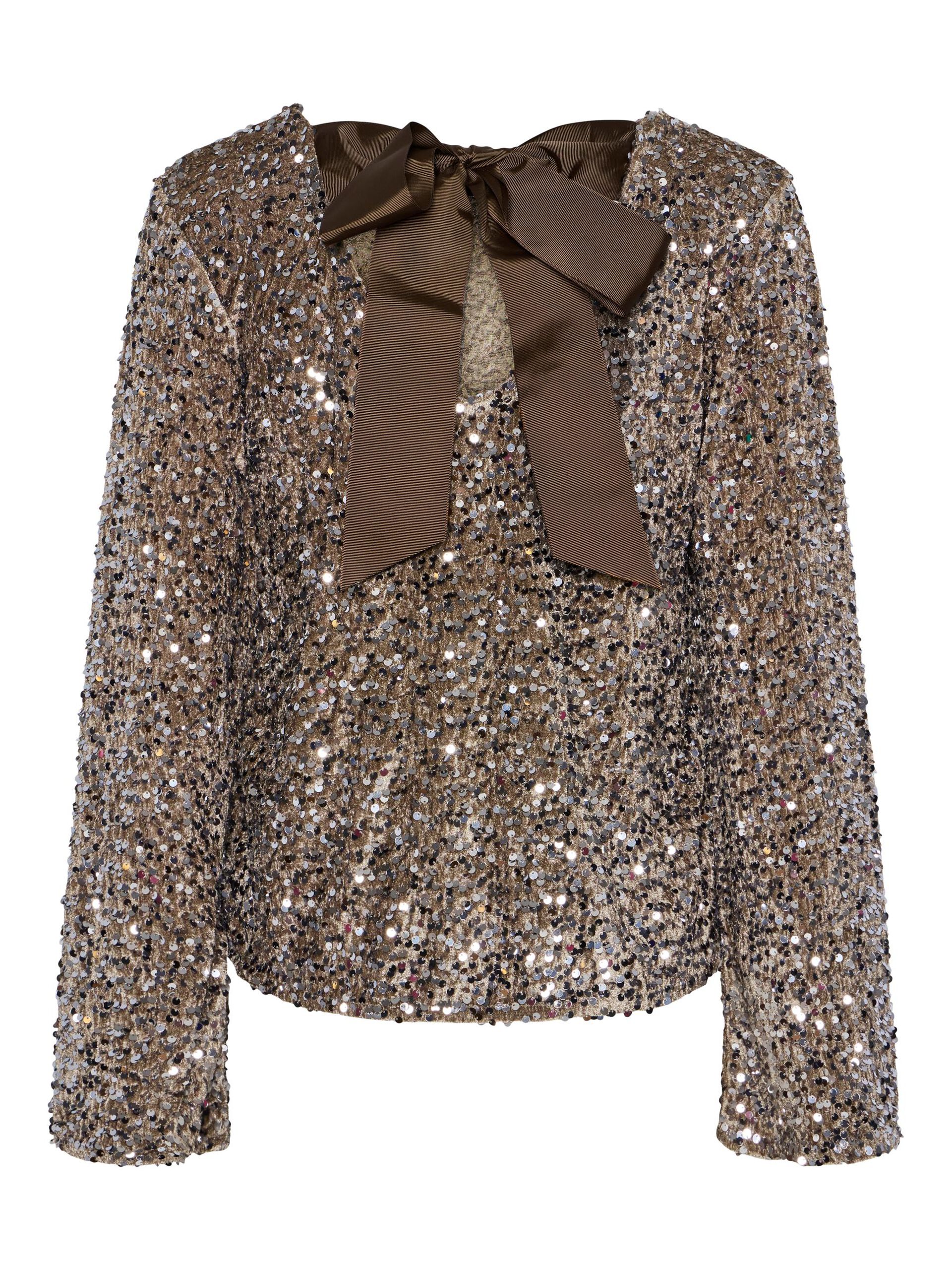 Carousel image - PCKAM SEQUINS BOW LONG SLEEVED BLOUSE, Morel | 7